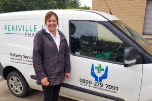 White Van of Periville Pharmacy Prescription Delivery Service Grimsby